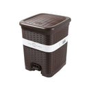 Rattan Style Multi-color Pedal Rubbish Bin Plastic Waste Bin Trash Bin for Home Kitchen Office 27*25*32.5 cm