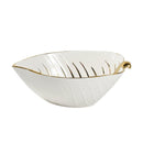 White Ceramic Gold Rim Oval Bowl Platter Fine Porcelain Dinnerware Tableware Serving Dish 20.5*13.5*7 cm