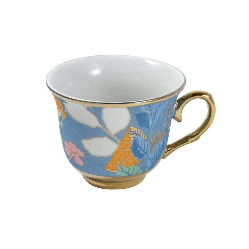Ceramic Floral Print Tea Cup and Saucer Set of 14 Pcs with Teapot and Stand Pot 20*24.5 cm/Cup 5*9 cm
