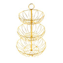 Gold Plated Iron Fruit Vegetable Basket Three Tier 30*30*52 cm