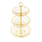 Gold Plated Iron Fruit Vegetable Basket Three Tier 30*30*52 cm