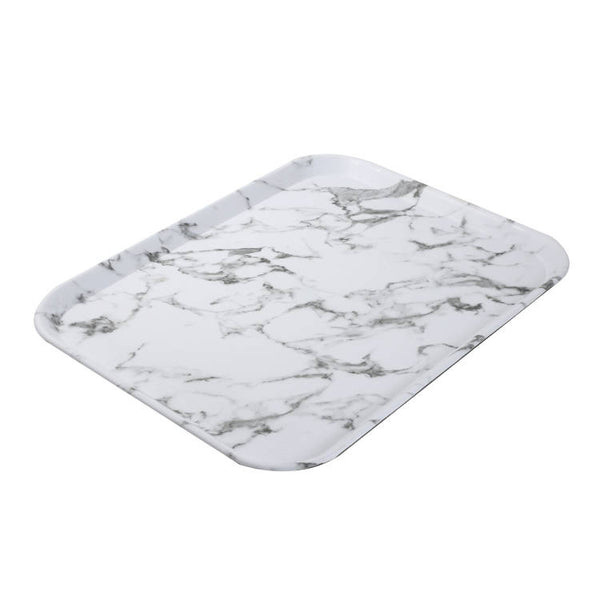 Rectangle Deco White Abstract Plastic Tray 44*34 cm