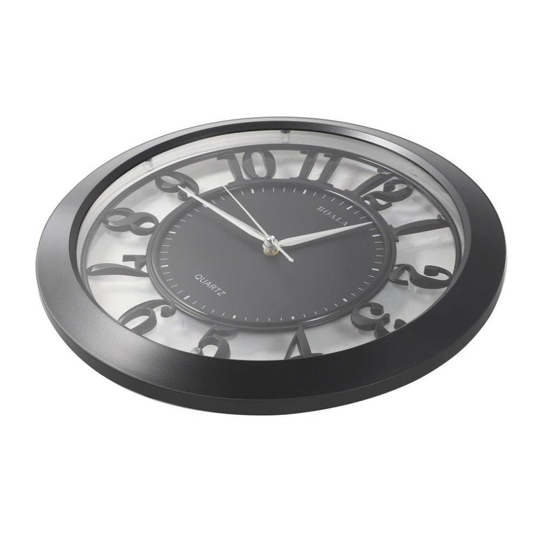 Wall Clock Satin Grey Frame Analog Retro Executive Design Round 40 cm