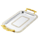 Stainless Steel Deco Rectangular Gold Serving Tray Set/3