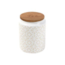 Ceramic Tea Coffee Sugar Airtight Canister Bamboo Lid Abstract Print Set of 3 Pcs 10*14.5 cm