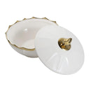 White Ceramic Gold Rim Bowl Fine Porcelain Dinnerware Tableware Serving Dish With Lid 25.5*25.5*10 cm