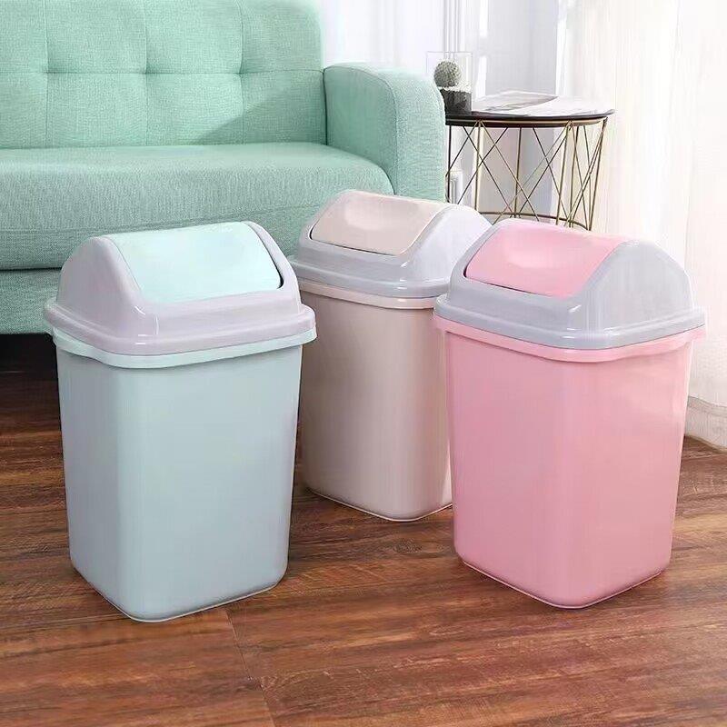 Multi-color Swing Top Rubbish Bin Plastic Waste Bin Trash Bin for Home Kitchen Office 24*26 cm