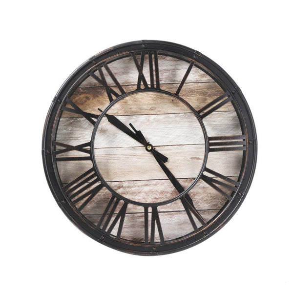 Roman Numeral Retro Round Black Frame Wall Clock 38 cm