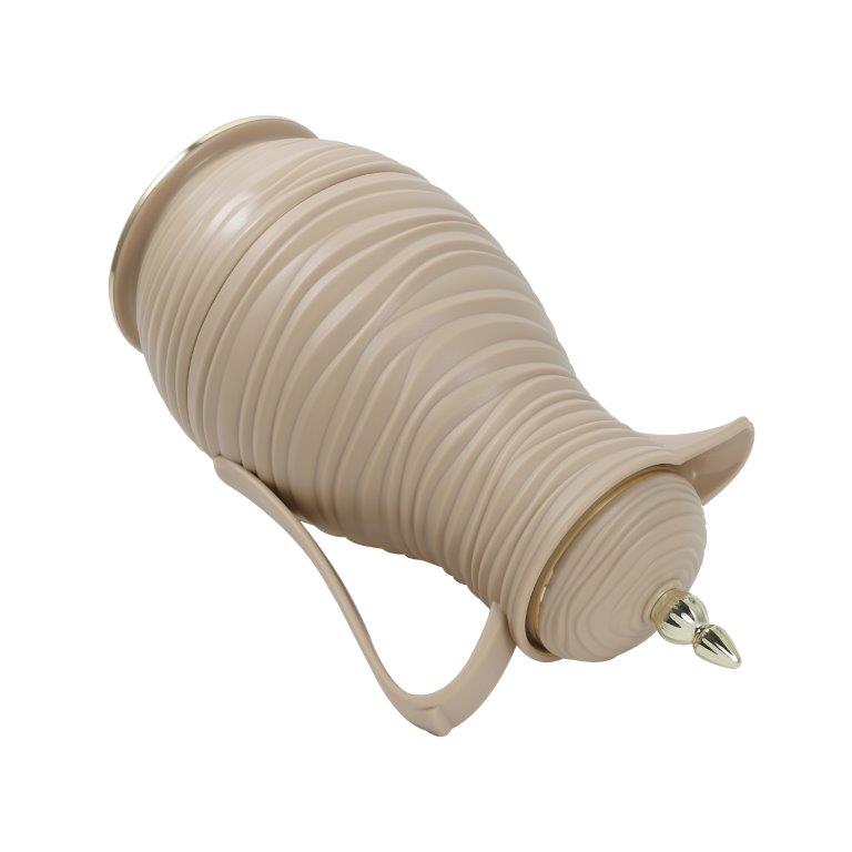 Vacuum Insulated Plastic Thermos Flask Light Beige 1 Litre