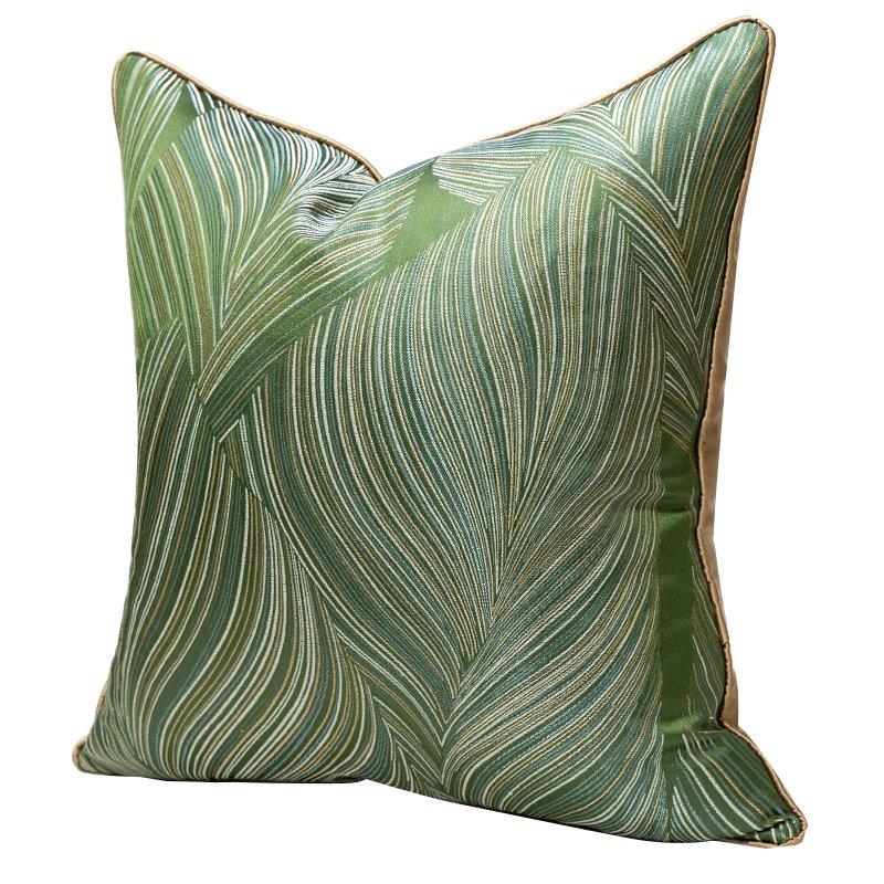 Modern Decorative Leaf Green Palm Stripe Pattern Cushion Cover Pillowcase 50*50 cm