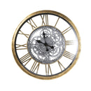 Modern 3d Gold Skeleton Mechanical Display Wall Clock 61 cm