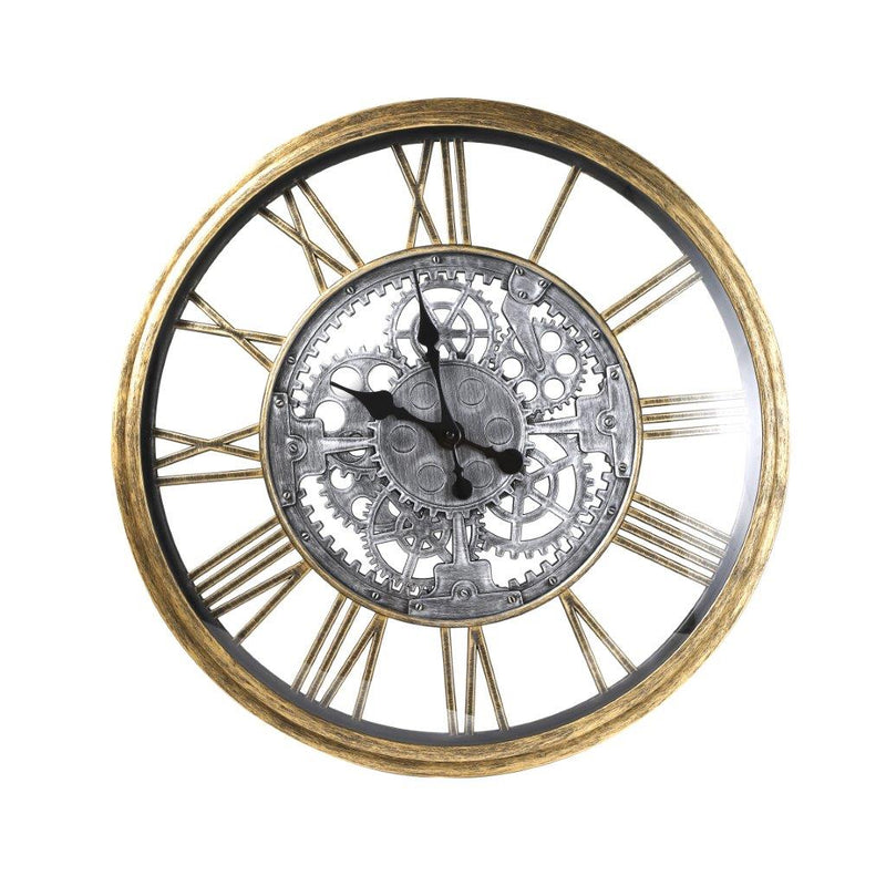 Modern 3d Gold Skeleton Mechanical Display Wall Clock 61 cm