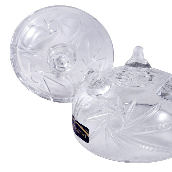 Crystal Glass Footed Sugar Bowl Candy Jar with Lid 12*7.3 cm