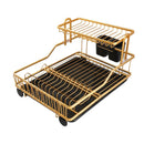 Aluminium Gold Plated Dish Drainer Rack Cutlery Storage Organizer Combo Water Drainer Tray 55*35*27 cm