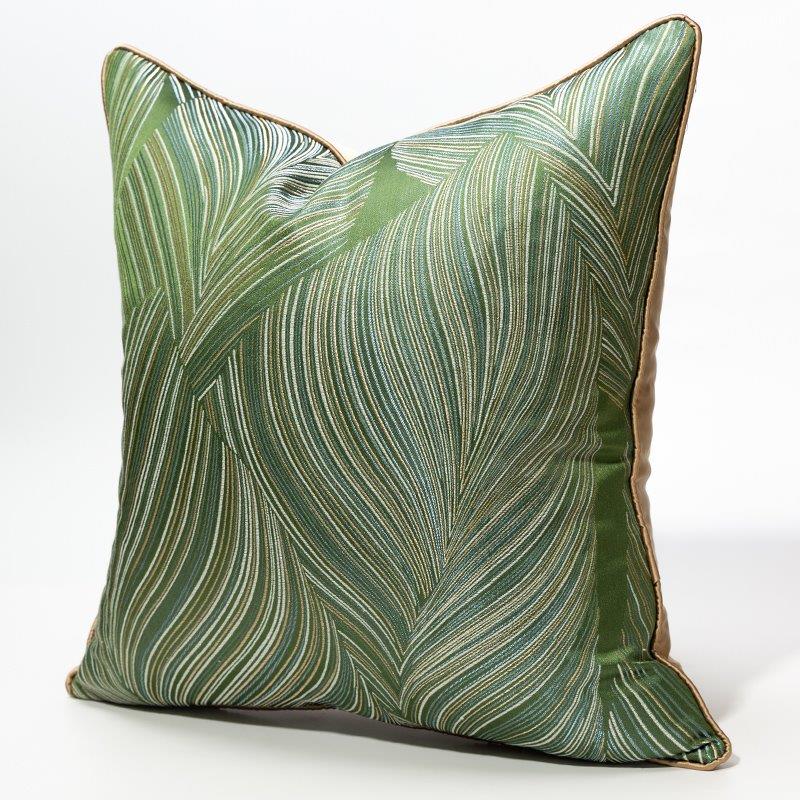 Modern Decorative Leaf Green Palm Stripe Pattern Cushion Cover Pillowcase 50*50 cm