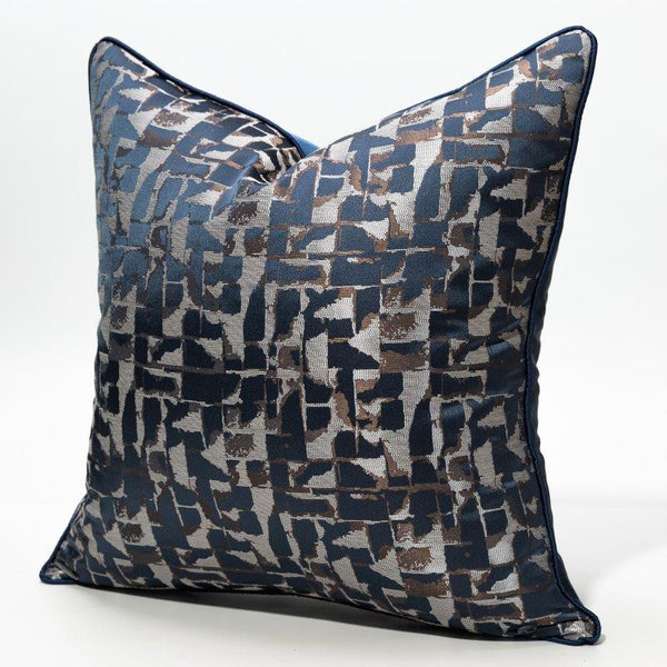 Modern Decorative Navy Blue & Silver Jacquard Pattern Cushion Cover Pillowcase 50*50 cm