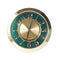 Wall Clock Shiny Gold Turquoise Frame Analog Retro Executive Design Round 40 cm