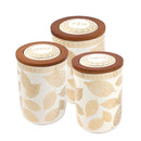 Ceramic Tea Coffee Sugar Airtight Canister Bamboo Lid Floral Print Set of 3 Pcs 10.5*14 cm