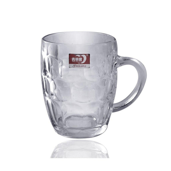 Crystal Glass Dimpled Beverage Drinking Mug with Handle Set of 6