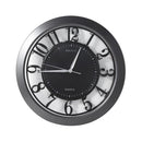 Wall Clock Satin Grey Frame Analog Retro Executive Design Round 40 cm