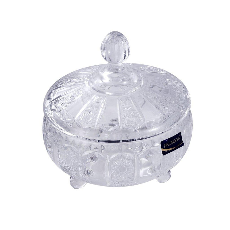 Crystal Glass Footed Sugar Bowl Candy Jar with Lid 17*18.5 cm