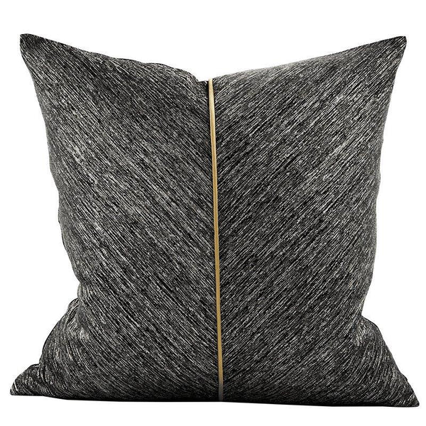 Modern Decorative Charcoal Grey Gold Stripe Belt Toffee Luxe Cushion Cover Pillowcase 50*50 cm