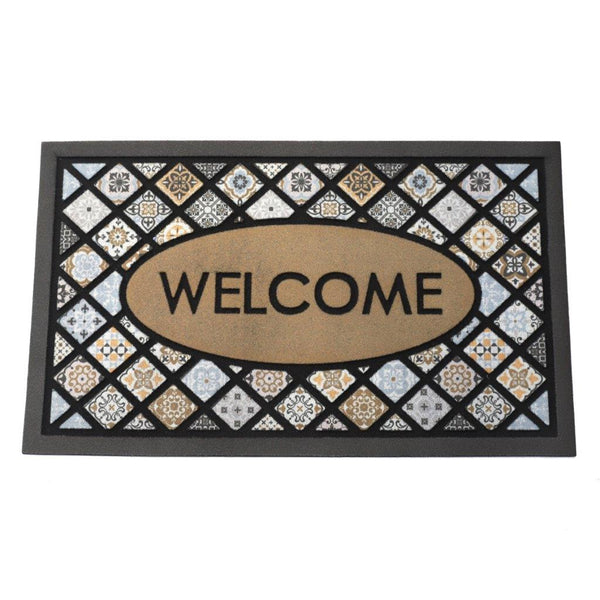 Mosaic Tile Design Indoor Outdoor Rubber Non Slip Waterproof Entrance Door Welcome Door Mat 45*75 cm