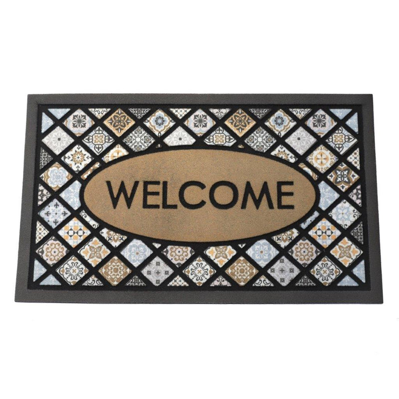 Mosaic Tile Design Indoor Outdoor Rubber Non Slip Waterproof Entrance Door Welcome Door Mat 45*75 cm