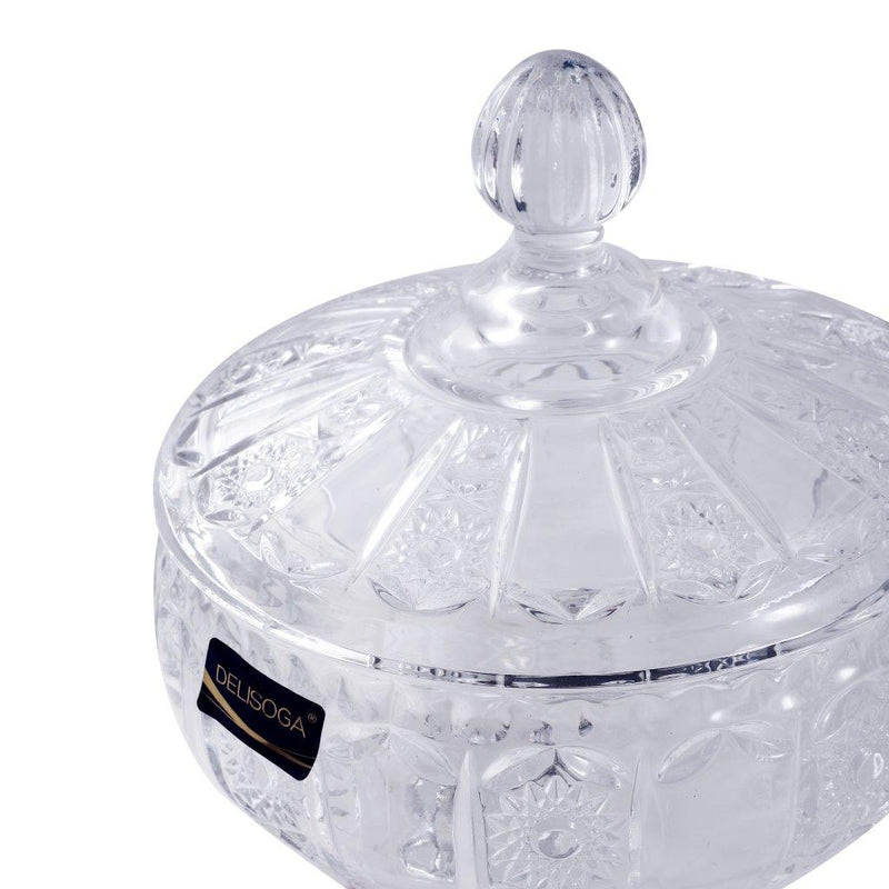 Crystal Glass Footed Sugar Bowl Candy Jar with Lid 17*18.5 cm