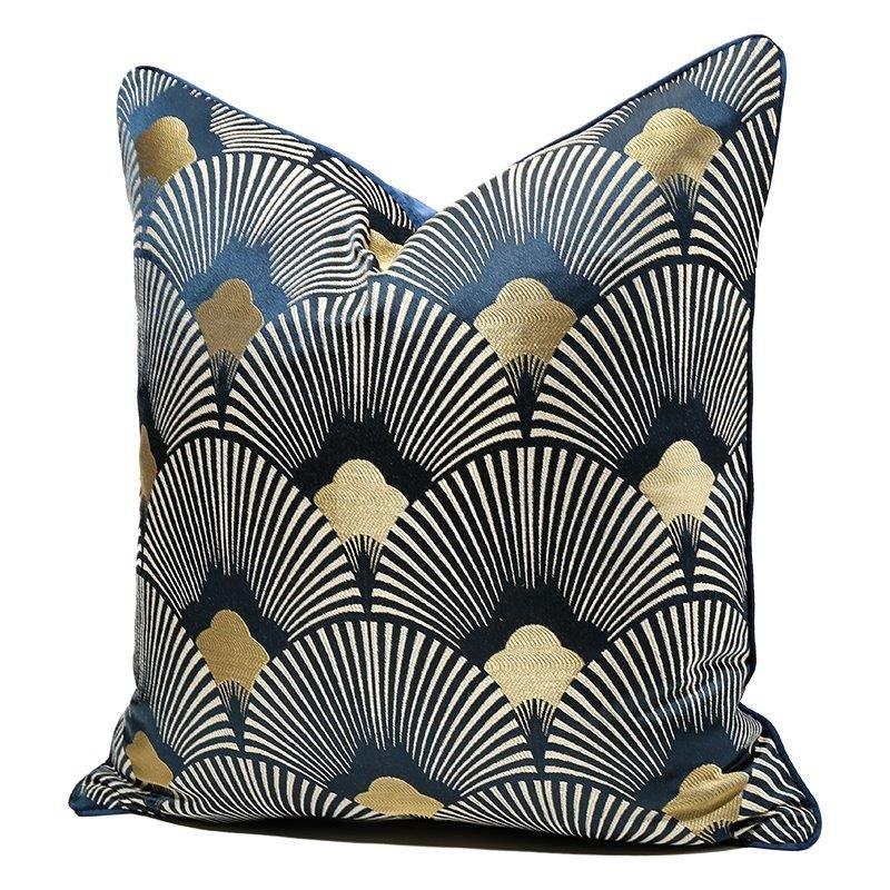 Modern Decorative Gold Indigo Peacock Feather Pattern Cushion Cover Pillowcase 50*50 cm