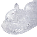 Crystal Glass Round Sugar Bowl Candy Jar Set with Tray