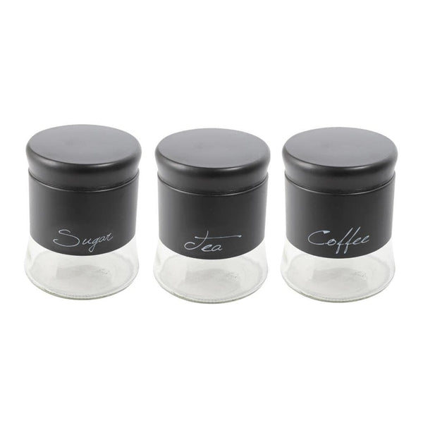 Black glass tea store coffee sugar canisters