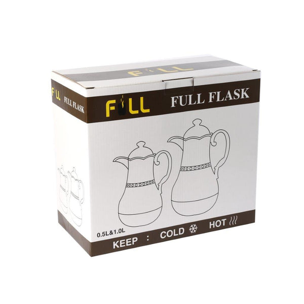 thermos flask-Vacuum Insulated Thermos Flask Set of 2 Silver and Gold Mix 0.5 & 0.8 Litre-Classic Homeware &amp; Gifts